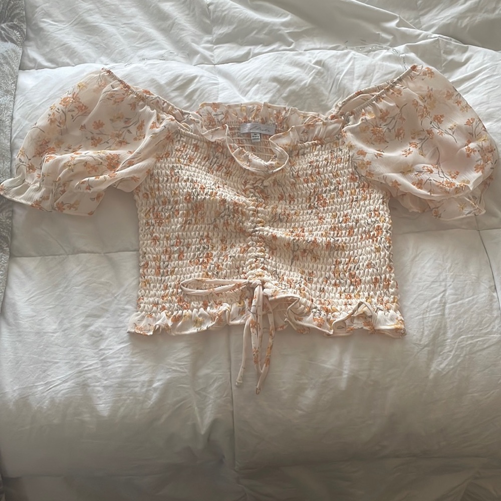 Orange cream floral top